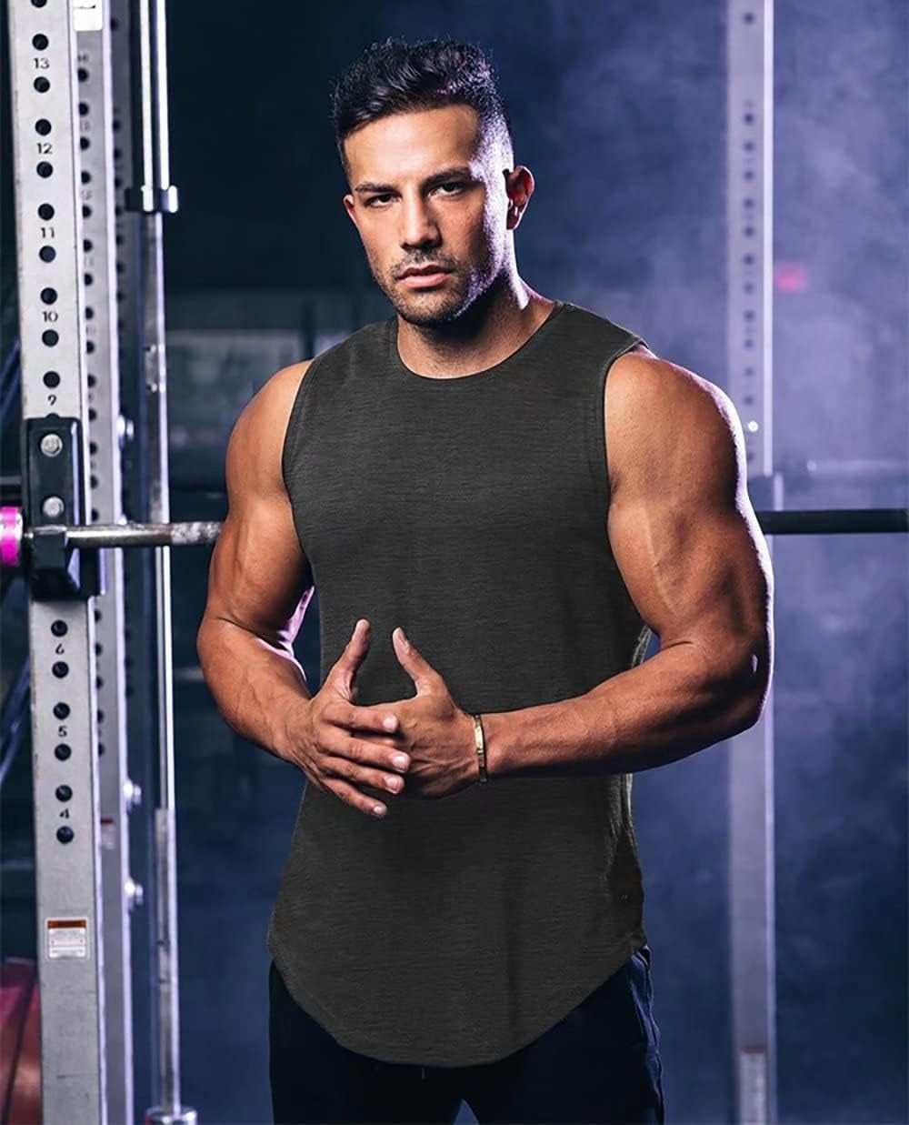 Men'S 3 Pack Workout Tank Tops Mesh Gym Sleeveless Dry Fit Bodybuilding Shirts Fitness Athletic Muscle Tee