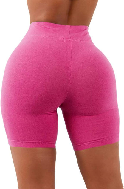 Women'S Workout Shorts High Waist Booty Gym Yoga Pants Butt Lifting Sports Leggings Basic Biker Shorts (Rose,Medium)