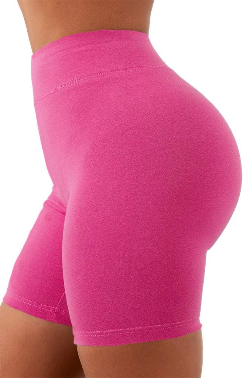 Women'S Workout Shorts High Waist Booty Gym Yoga Pants Butt Lifting Sports Leggings Basic Biker Shorts (Rose,Medium)