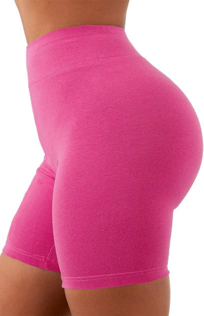 Women'S Workout Shorts High Waist Booty Gym Yoga Pants Butt Lifting Sports Leggings Basic Biker Shorts (Rose,Medium)
